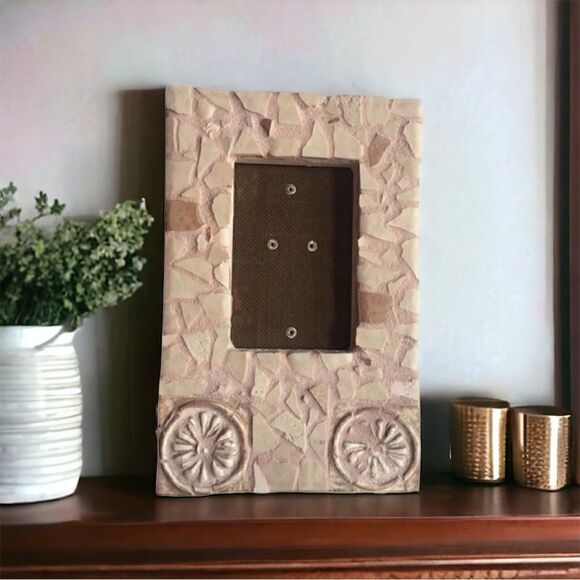 Original Hand Crafted Mosaic Tile Tabletop Picture Frame Artist Signed - Picture 1 of 11
